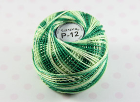 Пряжа Ирис меланж 100% хлопок 10г 82м Р-12 зелёный-белый