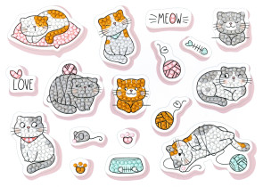 Кристальная ( алмазная) мозаика  " ФРЕЯ" ALVN- 138 наклейки " Котики на отдыхе" 19. 5 х 14 см